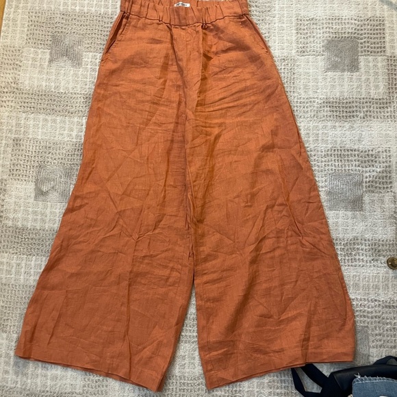 Lanhtropy Rust Wide-Leg Linen Pants size large - Picture 1 of 3